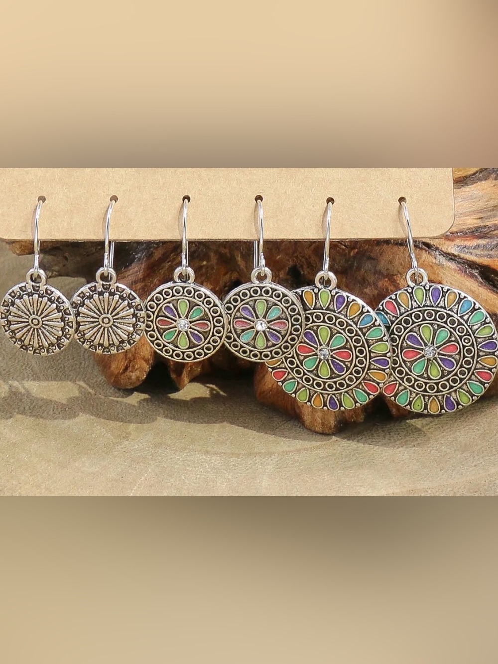 Multi-Color Enamel Floral Drop Earrings - Women Jewelry